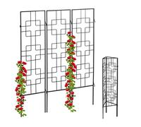 Relaxdays Treillis de Jardin, métal, Lot de 3, à Planter, tuteur pour Plantes grimpantes, 122 x 30,5 cm, Jardin, Noir