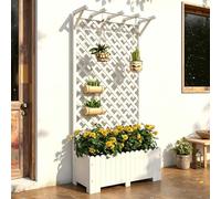 Treillis de Jardinière À Support Triangulaire Renforcé,Cloison for Plantes Grimpantes Autoportantes,Structure Double Face Stable,Adaptée Aux Jardins Extérieurs(White,31.5x15.7x59.1in)