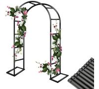 Treillis de Support en métal pour Plantes grimpantes, Arche de Jardin Robuste pour Mariage, terrasse extérieure, Plantes grimpantes, rosiers, vignes, décoration de fête de Mariage (Noir, 2,4