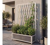 Treillis En Aluminium Hwc-G21, Treillis En Ciseaux Pour Jardinières Et Pots De Fleurs, Acier 152 X 90 X 35 Cm Blanc Blanc