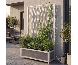 Treillis En Aluminium Hwc-G21, Treillis En Ciseaux Pour Jardinières Et Pots De Fleurs, Acier 152 X 90 X 35 Cm Blanc Blanc