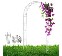 Treillis en métal pour plantes grimpantes, pergola noire et blanche, 2,1 m de haut, support décoratif pour roses et vignes, parfait pour les terrasses et les jardins