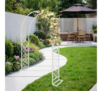 Treillis en métal robuste pour jardin, pelouse, terrasse, cour, arche de mariage, décoration de fête, plantes grimpantes 139,7 cm, 180,3 cm, 200,7 cm, 221 cm, 238,8 cm, 259,1 cm (blanc, 238,8 x 238,8