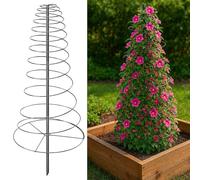 Treillis en spirale pour plantes grimpantes d'extérieur et d'intérieur - Support réglable en métal robuste de 111,8 cm avec vis anti-oscillation, pour haricots, tomates, pois de senteur, clématites