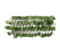 Treillis Extensible Cour extérieure de clôture Simulation | Décoration de jardin murale en rotin à feuilles vertes en plastique télescopique(40CM Green basil lea)