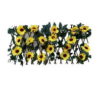 Treillis Extensible Cour extérieure de clôture Simulation | Décoration de jardin murale en rotin à feuilles vertes en plastique télescopique(40CM Sunflower)