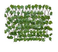 Treillis Extensible Cour extérieure de clôture Simulation | Décoration de jardin murale en rotin à feuilles vertes en plastique télescopique(70CM Grape Leaves)