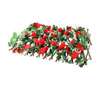 Treillis extensible en bois artificiel pour fleurs de cerisier et feuilles vertes pour décoration murale de jardin, brise-vue et clôture extérieure (rouge)