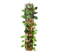 Treillis Extensible en Bois Naturel avec des Feuilles artificielles - Longueur 300 x Largeur 60 cm