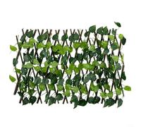 Treillis extensible pour jardin, clôture, brise-vue en feuilles de lierre artificielles, clôture en bois et plastique pour jardin, terrasse, balcon, décoration intérieure et extérieure, vert, 40 cm de