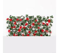 Treillis extensible réglable conçu pour les arrangements de fleurs artificielles sur les murs de jardin avec flexible pour feuilles et bois (rose clair)