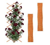 Treillis Extensible Relaxdays, Lot de 3, 310 x 90 cm, Bois, Fixation Murale, Support pour Plantes grimpantes, Orange