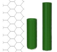 Treillis hexagonal 25 m - 100 cm de haut - Clôture de jardin - Maillage 25 mm - Grillage métallique - Clôture de lapin vert revêtu de PVC - Fil de poulet, petits animaux, volière, enclos pour animaux