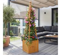 Treillis Hwc-Q18, Bac À Fleurs, Jardinière, Support Pour Plantes, En Bois, Certifié Mvg, 168 X 40 X 40 Cm Couleur Naturelle