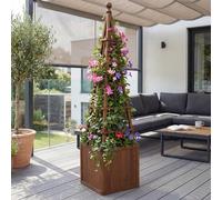 Treillis Hwc-Q18, Bac À Fleurs, Jardinière, Support Pour Plantes En Bois Certifié Mvg 168 X 40 X 40 Cm Brun Foncé