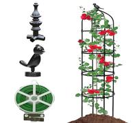 Treillis obélisque de jardin, Arceau Arche rosiers pergola, Colonne pour Plantes grimpantes, Tuteur Rosier Grimpant Exterieur Amovible, pour Plantes grimpantes, tomates, fleurs(Black,32*210cm/11.8"*82