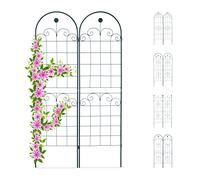 Relaxdays Treillis Jardin Fer Set de 2 clôture Plante grimpante Grille Fleurs Arceau Rosier 180 x 50 cm B, Vert foncé