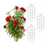 Treillis Relaxdays, Lot de 4, H x L : 81 x 34 cm, métal, Support Plantes grimpantes, Jardin, Support pour rosiers, Noir