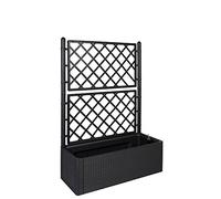 Treillis XL avec jardinière d'aspect rotin moderne en plastique solide Anthracite/gris - Dimensions (l x p x h) : 100 x 43 x 142 cm. Idéal pour le jardin, la terrasse et le balcon.