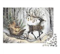Treineau de Rennes d'hiver 1000 Pièces Puzzle Adulte Impression HD Anti-Stress Stimuler l'esprit pour Débutants Livraison Rapide avec Affiche Guide 38x26cm/1000pcs