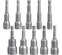 Treki 10PCS Douille Visseuse à Choc 6-15mm Douille Magnétique Visseuse Douille Hexagonale Magnétique de 1/4'' Adaptateur Embouts Douilles Aimanté Hexagonale Pour Vis Tournevis à Écrous