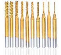 Treki 10Pcs Jeu de Tige 3MM(1/8") CNC Titane Fraise Rotatives Gravure en Bout au Carbure de Tungstène pour CNC Fraises Rotatives Bavures Tool (0.8-3.175MM Dia)