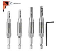 Treki 4pcs Forets à Charnière à Centrage Automatique HSS Foret à Centrer 5/64" 7/64" 9/64" 11/64" Forets Centraux Charnière Auto-Centrante Outil de Travail du Bois Meubles avec Clé Hexagonale