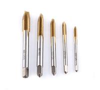 Treki 5PCS Tarauds à Goujure Hélicoïdale Tarauds en Acier Rapide avec Revêtement en Titane M3 M4 M5 M6 M8 HSS Tarauds de Machine à Filetage Métrique Outil de Taraudage pour Filet Rapporté