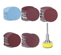 Treki Lot de 100 disques abrasifs de 25 mm avec plateau de ponçage - Tige de 3 mm - Mini papier abrasif Velcro - 100/180/240/1500/3000 - Grain 100/180/240/1500/3000 - Pour perceuse - Pour polissage de