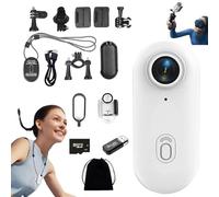 Treklon 4S, Treklon 4S, mini caméra d'action avec pouce, 4K/1080p, grand angle de 170°, mini caméra corporelle pour animal domestique, cyclisme, plongée, voyage et aventures en plein air (blanc-4K
