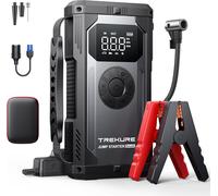 TREKURE Beta06 Booster de démarrage avec compresseur d’air 150 psi, 5500 A de crête, batterie de secours portable 12 V, câbles de démarrage, lampe d’urgence et écran LCD pour tous véhicules essence et
