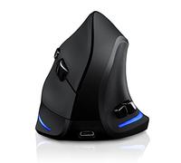 TRELC Souris sans fil trimode (BT 5.0/3.0+2.4GHz), souris verticale ergonomique avec 3 DPI réglables, souris optique sans fil rechargeable pour 3 appareils, 7 boutons pour PC, ordinateur de bureau,