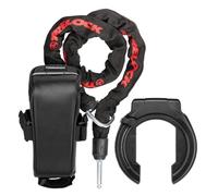 TRELOCK Antivol de cadre RS 453 Balloon AZ+ chaîne à mortaiser ZR 355 100/6 avec sacoche de selle - 56 mm de large ouverture