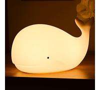 Tremdwoto Baleine Veilleuse Enfants, 7 Couleurs Changeantes LED Portable Tactile Bébé Lampe, USB Chargeable Silicone Animal Veilleuse pour Enfants Nursery Toddler Cadeaux pour garçons et filles
