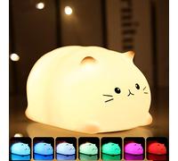 Tremdwoto Veilleuse Enfant,7 couleurs Veilleuse Chat,Veilleuses Bébé Minuterie 3 Heure Chargeur USB portable,Décoration de chambre，Cadeaux et surprises pour garçons et filles