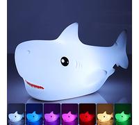 Tremdwoto Veilleuse Requin Enfants, 7 Couleurs Changeantes LED Portable Touch Baby Lamp, Veilleuse Animal en Silicone Rechargeable USB pour Enfants Nursery Toddler garçon Cadeau d'anniversaire