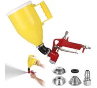 Trémie de pulvérisation de texture pour cloison sèche, pistolet de pulvérisation pneumatique avec tasse en plastique de 2 litres et tube courbé, 3 buses remplaçables pour mur, plafond, stuc, plâtre