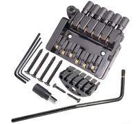 Tremolo Chevalet pour guitare électrique Headless 6 cordes Vibrato System avec roulettes, selle et kit d'accessoires Noir
