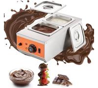 Trempeuse à chocolat Deluxe - Fondoir à chocolat électrique 800 W - Trempeuse en acier inoxydable - 2x 1,5 L Récipient - Fondoir à chocolat Pot