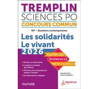 Tremplin Concours IEP Questions contemporaines 2026 Les Solidarités - Le vivant - Florent Vandepitte - Dunod - broché - Scolaire / Universitaire