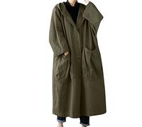 Trench à capuche pour femme Long Oversize Coupe-vent Femmes Automne Léger Coupe-vent Col en V Baggy Mode Longue Homme Veste de loisirs Lassige Tailles Surtailles Cardigan, vert, taille unique
