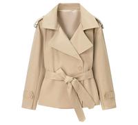 Trench coat ceinturé pour femme, veste blazer croisée