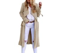 Trench Coat Chic Sangle Coupe-Vent Dame Printemps Manteau Outwear Femmes Pardessus Couleur Unie for Le Bureau Manteau Femme Printemps Long Manteau Classique Coupe Vent Veste Automne Trenchcoat