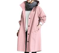 Trench-coat Coupe Vent Femme Impermeable, Veste Imperméable Mi-Longue Manteau Grande Taille d'Extérieur Camping Randonnée de Sport Printemps Automne Vestes Décontractés Hiver Vestes de Pluie
