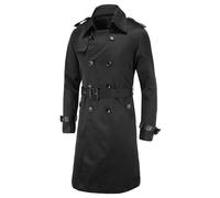 Trench coat croisé pour homme, coupe ajustée, avec ceinture