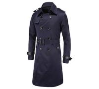 Trench coat croisé pour homme, coupe ajustée, avec ceinture