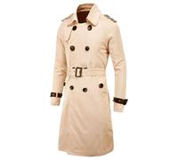 Trench coat croisé pour homme, coupe ajustée, avec ceinture