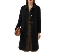 Trench Coat En Laine pour Femme Col Claudine Caban Veste De Luxe En Cachemire Double Face Manteau Croisé En Laine Trench Coat D'Hiver pour Femme Vêtements D'Extérieur pour Le Bureau Noir Taille S