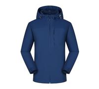 Trench Coat Femme Blouson Femme Trench De Voyage Coupe Couleur Unie Manteau avec Poches Parka Coupe-Vent À Capuche Veste De Randonnée À Fermeture Éclair Bleu foncé XL