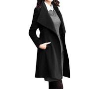 Trench-coat femme court noir : manteau en laine femme cintré coupe-vent chaud manches longues veste automne élégante veste en laine avec ceinture manteau d'hiver manteau blazer d'affaires cardigan